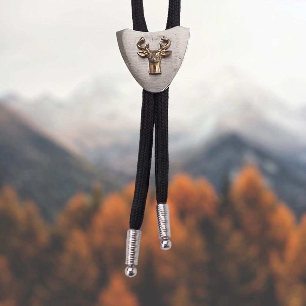WESTERN COWBOYCORE DEER HEAD BOLO TIE - Picture 2 of 6